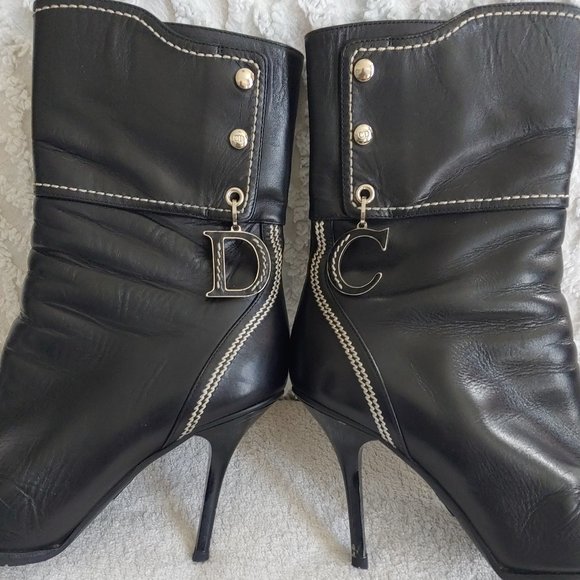 CHRISTIAN DIOR Logo Charm Booties Heels Boots - Picture 12 of 15